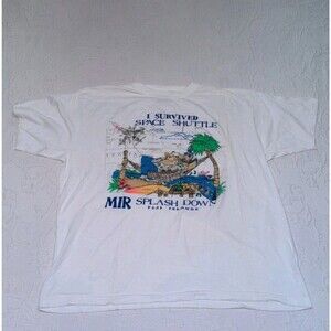 Vintage I Survived Space Shuttle Mir Fiji Island T Shirt Great Graphics Y2K  XXL